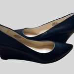 Nine West Womens Black Leather Upper Pumps Wedge Heel Shoes Size 8 Photo 1