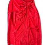Carbon 38 Red Satin Midi Skirt Photo 0