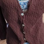 Oscar de la Renta  Brown Cable Knit Cardigan Size Medium Photo 1