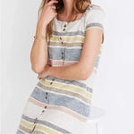 Madewell NWT  TextureThread Cap-Sleeve Dress Stripe XL 100% Cotton‎ 0224 Photo 5