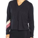 Wildfox Sweat Halo Black Hoodie Pullover with Pink Stripes Photo 2