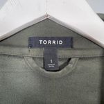 Torrid Women Plus Size 1 Olive Green Suede Shacket Jacket Button Down Utility Photo 3