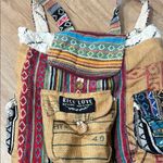 Rice Love Bohemian Patchwork Backpack with Colorful Stripes and Decorative Trims Black Photo 1
