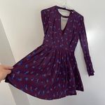 Free People FP Teagan Dress Purple Blue Long Flare Sleeve Cutout Mini Fit Flare Photo 9