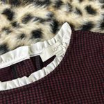 Loft  Houndstooth Ruffle Neckline Short Sleeve Shift Dress 2P Photo 1