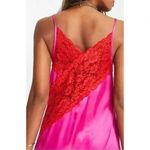 Topshop  Contrast Lace Color Block Slip Dress In Pink Photo 2