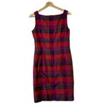 Talbots  Vintage Red & Purple Plaid Square Neck Shift Pencil Dress 4 Photo 1