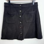 Marine layer  Myra Mini Skirt Faux Suede Black button front Size 10 Photo 2