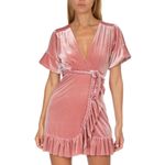 MISA Los Angeles NWT  Desma Crushed Velvet Wrap Dress Pink Medium Photo 5