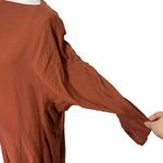 Black Crane Elastic Yoke Midi Dress Size XS Brick Linen Sheath FLAWED Brown Photo 7