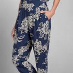 Abercrombie & Fitch Floral Blue Strappy Jumpsuit- Size Small Photo 0