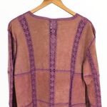 Y2K Vintage Mauve Pink Leather Patchwork Pieced Long Sleeve Top NWT size Medium Photo 6