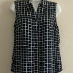 Van Heusen Black and White Sleeveless Notched Collar Blouse Photo 0
