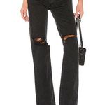 RE/DONE 90s High Rise Loose Fit Relaxed Straight Leg Washed Black Ripped Jeans Photo 0