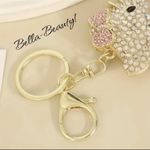 Hello Kitty White & Pink SILVER  Bling Rhinestone Keychain or Charm Key Photo 2