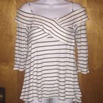Entro Striped Off The Shoulder 3/4 Sleeve Top - Size Medium Photo 0