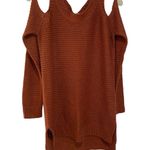 Design Lab  by Lord & Taylor | Sienna brown cold shoulder knit sweater Photo 1