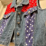 VTG 90s Stonebridge Petites Denim Blue Red Floral Star Print Sleeveless Vest PL Size undefined Photo 10