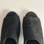 Gap black faux suede open toe block heel mules lightly padded inside Photo 6
