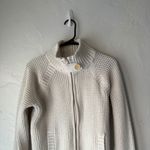 Banana Republic Cream Waffle Knit Zip Up Cardigan Sweater L Preppy Old Money Photo 2