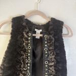 Cache  Y2k Faux Fur Vest Studded Embellished Black Brown Animal Print S Small‎ Photo 1