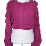 VICI  X Emily Travis Magenta Pleated Full Sleeve Crop Top Size Small Photo 0