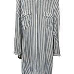 City Chic Shirt Dress L/20 White & Blue Stripes Crinkle Fabric Casual Tab Sleeve Photo 9