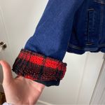 Faherty  Andie Denim Jacket Red Plaid Shearling‎ Sherpa Lined size large Gorpcore Photo 5