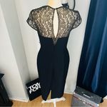 Maggy London Black Stretch Crepe Gold Lace Illusion Dress, Black, Size 8, NWT Photo 6