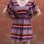 Pink Multicolor Funky Pattern Mini Dress Size M Photo 2