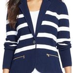 Lauren Ralph Lauren LRL Striped Cotton Knit Sweater Blazer Button Zippers 2X Blue Photo 0