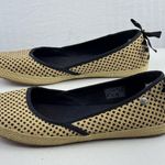 UGG  Indah Tan Burlap Shoes Black Polka Dots Canvas Flat Loafers Women's 9 EUR 40 Photo 3