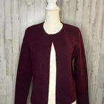 Elle Women's Size Small Burgundy Open-Front Ribbed Cardigan Sweater Photo 0