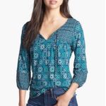 Lucky Brand Folklore Mosaic Boho Tassel Peasant Blouse Photo 13