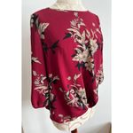 Sara Michelle Women's Burgundy Floral 3/4 Sleeve Blouse Small Red Photo 1