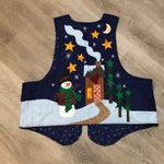 Snowman Star Winter Christmas Vest Blue Teacher Cabin Holiday Kitsch Size XL Photo 4