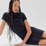 Urban Outfitters  Erin Contrast Stitch Mock Neck Mini Dress Photo 0
