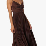 Formal Brown Pleated Maxi Dress Photo 0
