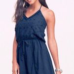 Hollister Navy Blue Eyelet Halter Romper Photo 0
