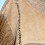 Lee Ms. Camel Brown Ribbed Zip-Up Knit Sweater Faux Suede Panels Boho Casual XL Photo 6