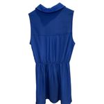 Amanda Uprichard  Women Small 100% Silk Mini Dress Royal Blue Sleevless Button Up Photo 4