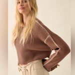 Prómesa Promesa Stitch Perfect Cropped Blanket Stitch Sweater Mocha Brown Photo 12
