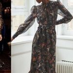 Cinq A Sept Dress Marianne Floral Silk Organza Tie Wedding Black Multi 0 NWT Photo 0