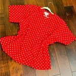 Oscar de la Renta  Expressions Red Polka Dot Red Short Sleeve Blouse Size 22 Photo 3