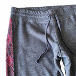 Lucky Brand VHTF: Lucky ꕥ Lotus Embroidered Tux Sweatpants ꕥ Heather Navy + Bright Pink Red Photo 3