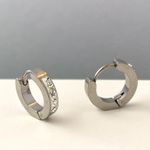 925 Silver Plated CZ Small Silver Hoop Earrings for Men Women Photo 5