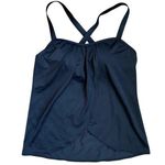 DENIM & CO BEACH NWOT Draped Tankini Size 8 Black Adjustable Criss Cross Strap Photo 0