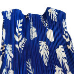 Leo & Ugo Royal Blue Bold Print Midi Dress Sleeveless Stretch Pleated Size Small Photo 6
