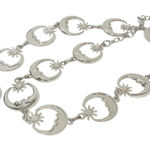 Silver Tone Celestial Moon Stars One Size Adjustable Chain Link Belt Photo 0