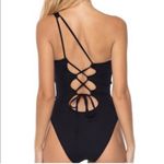 Sunsets One Shoulder Black Swimsuit with Mesh in Size Medium Photo 1